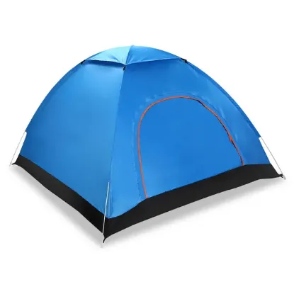 图片 4 person camping waterproof tent pop-up tent instant set up tent with 2 mosquito net doors tote bag folding for 4 seasons
