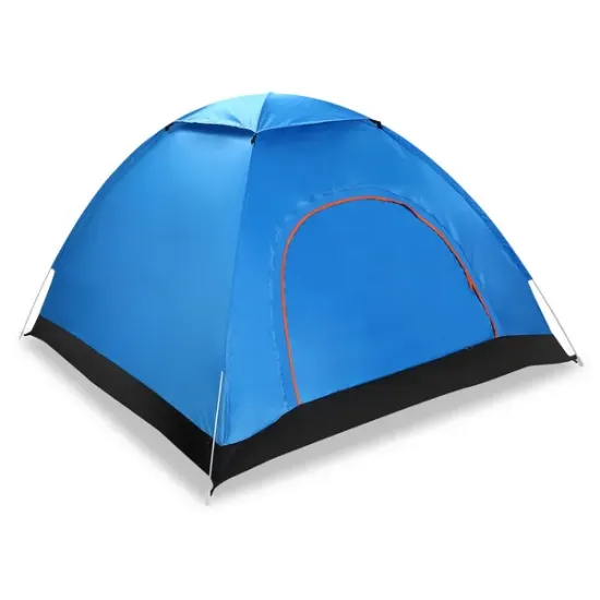 图片 4 person camping waterproof tent pop-up tent instant set up tent with 2 mosquito net doors tote bag folding for 4 seasons
