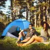 图片 4 person camping waterproof tent pop-up tent instant set up tent with 2 mosquito net doors tote bag folding for 4 seasons