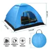 图片 4 person camping waterproof tent pop-up tent instant set up tent with 2 mosquito net doors tote bag folding for 4 seasons
