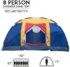 图片 Bosonshop outdoor 8 person camping tent is easy to set up a party large tent for travel hiking with carrying bag; blue