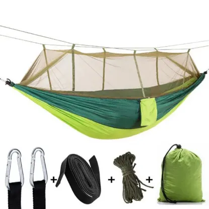 图片 Camping hammock with mosquito net ultra-lightweight portable nylon outdoor windproof mosquito swing sleeping hammock