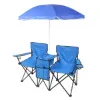 图片 Bi Fold Picnic Chair with Umbrella Mini Table Drink Holder Tote Bag for Beach Terrace Pool Park Outdoor Portable Camping Chair (Blue)