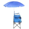 图片 Bi Fold Picnic Chair with Umbrella Mini Table Drink Holder Tote Bag for Beach Terrace Pool Park Outdoor Portable Camping Chair (Blue)