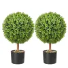 图片 VEVOR 2x Artificial Boxwood Ball Ø40,6cm Garden Deco Boxwood in Flowerpot Ball Artificial Boxwood Ball Artificial Plant made of PE, Wood, PP incl. 4 pcs. Decorative butterflies and 10 pcs. Replacement