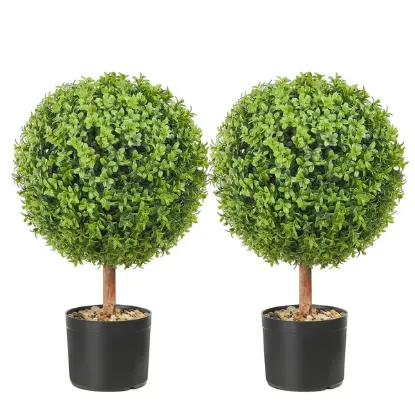 图片 VEVOR 2x Artificial Boxwood Ball Ø40,6cm Garden Deco Boxwood in Flowerpot Ball Artificial Boxwood Ball Artificial Plant made of PE, Wood, PP incl. 4 pcs. Decorative butterflies and 10 pcs. Replacement