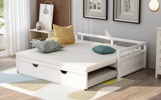 图片 Extending Daybed with Trundle, Wooden Daybed with Trundle